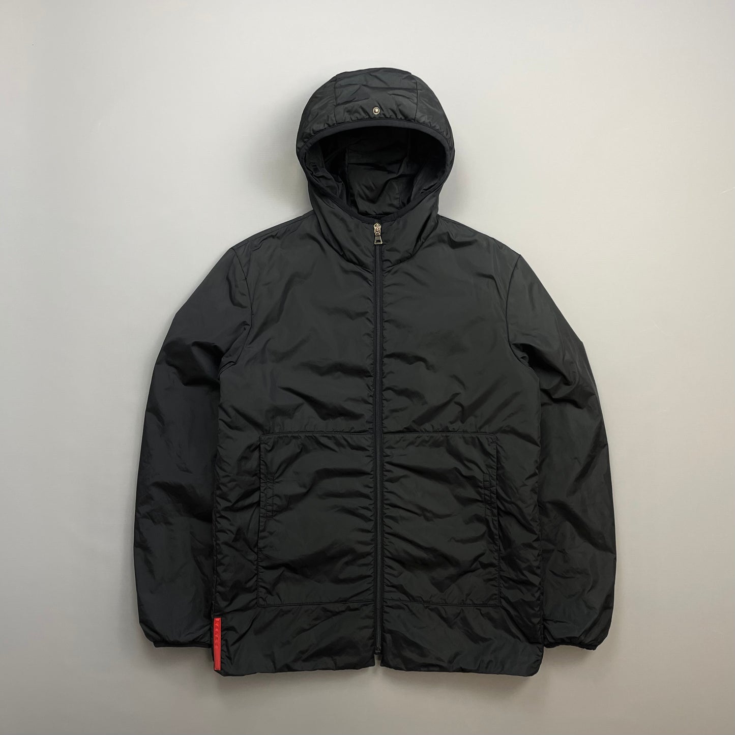 Prada Sport Black Nylon Padded Hooded Liner Windbreaker Jacket