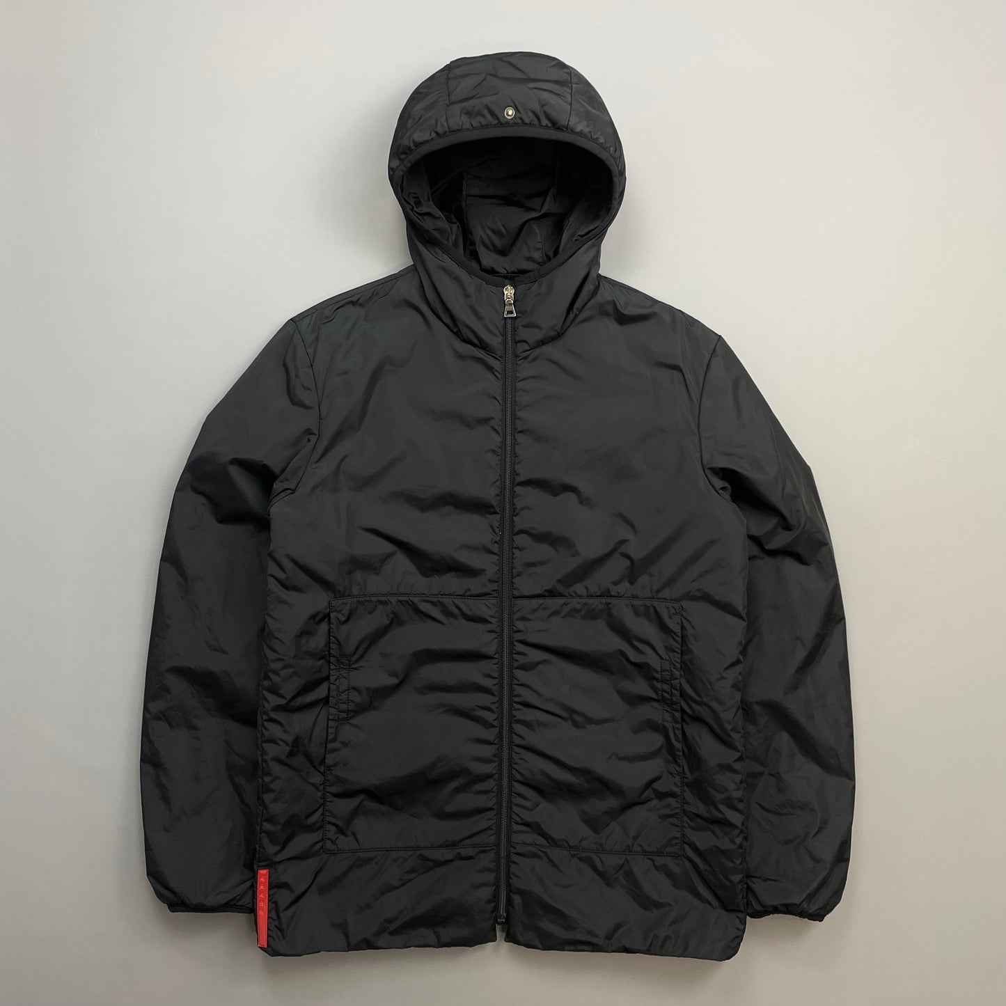 Prada Sport Black Nylon Padded Hooded Liner Windbreaker Jacket