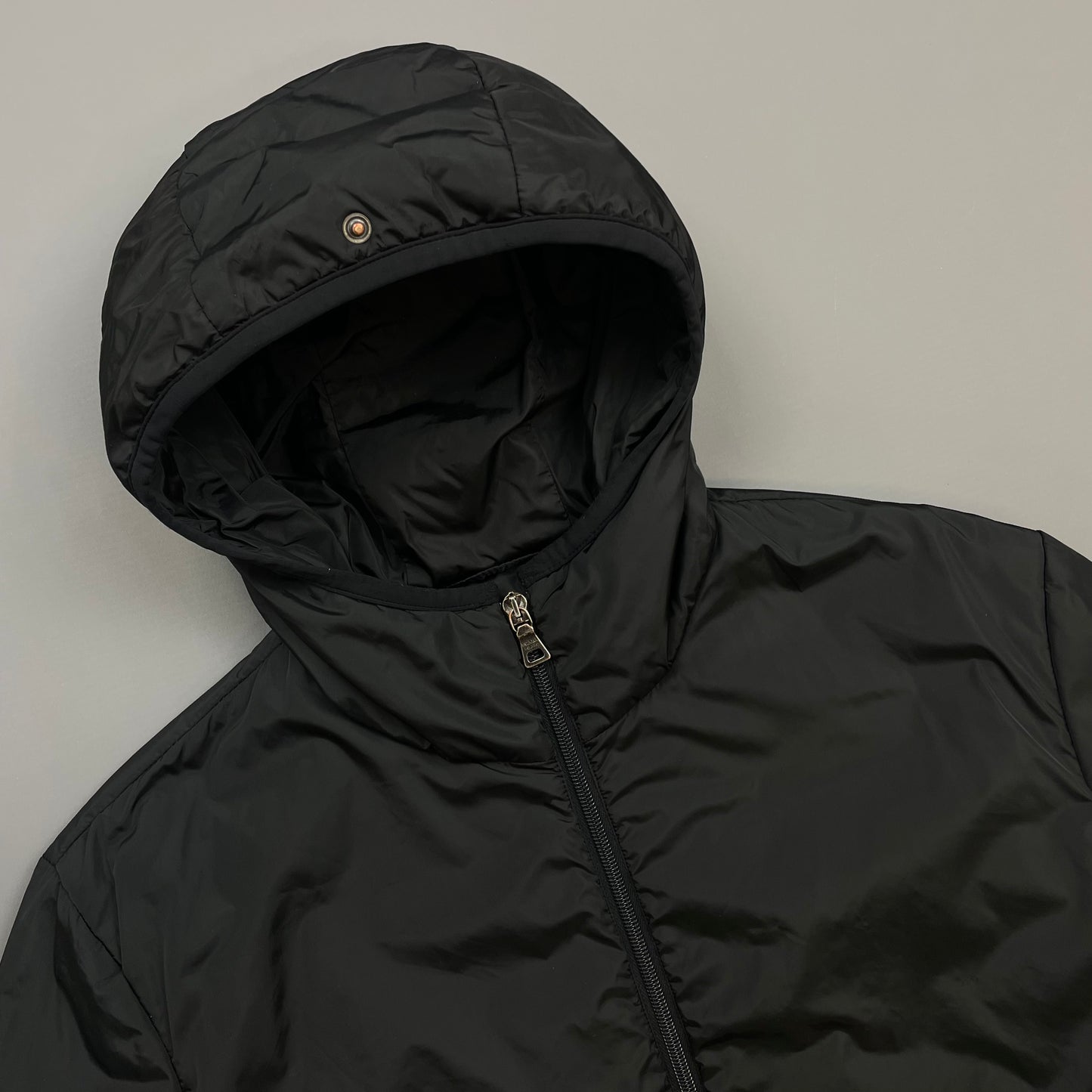 Prada Sport Black Nylon Padded Hooded Liner Windbreaker Jacket