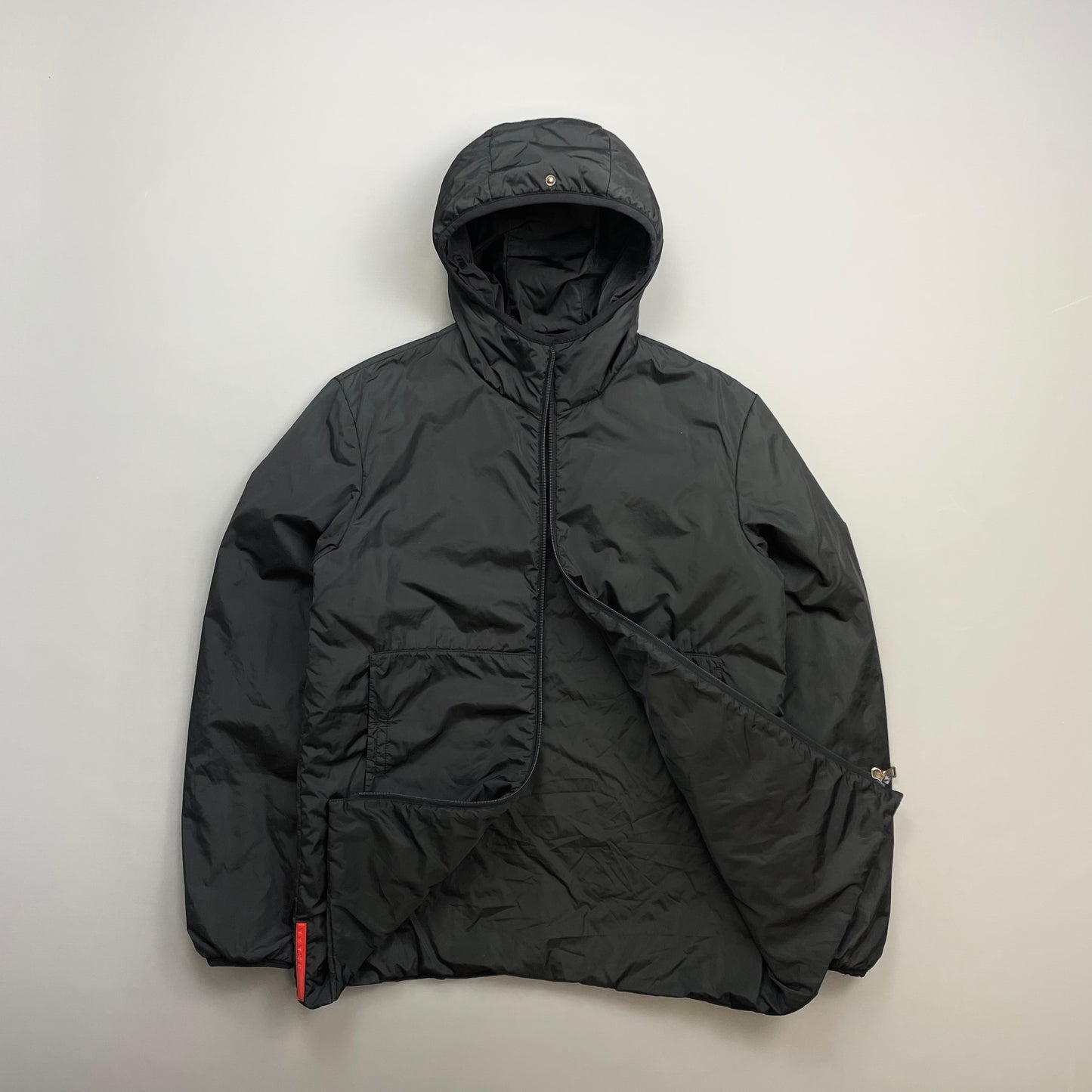 Prada Sport Black Nylon Padded Hooded Liner Windbreaker Jacket