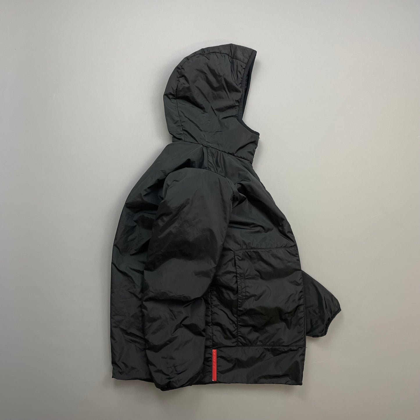 Prada Sport Black Nylon Padded Hooded Liner Windbreaker Jacket