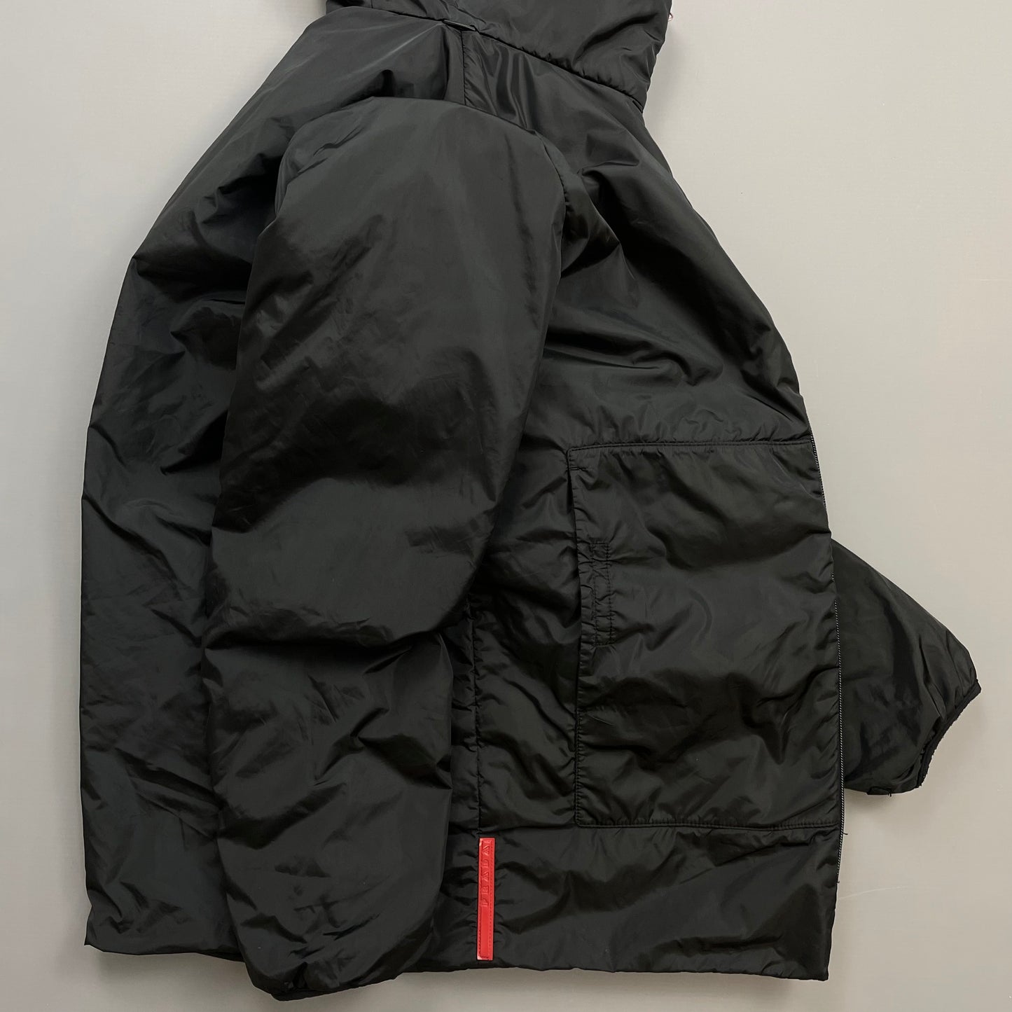 Prada Sport Black Nylon Padded Hooded Liner Windbreaker Jacket