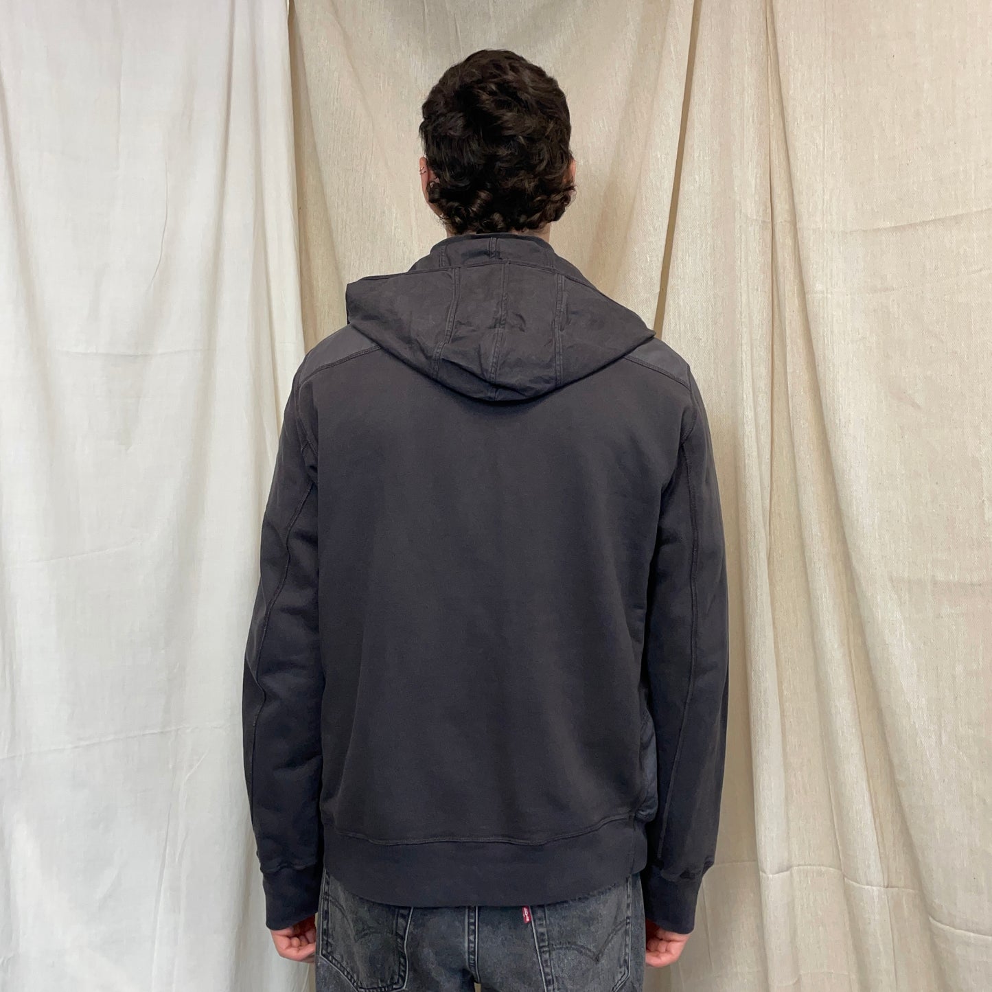 C.P. Company Grey 00s Cotton Detachable Hood Zip-Through Jacket