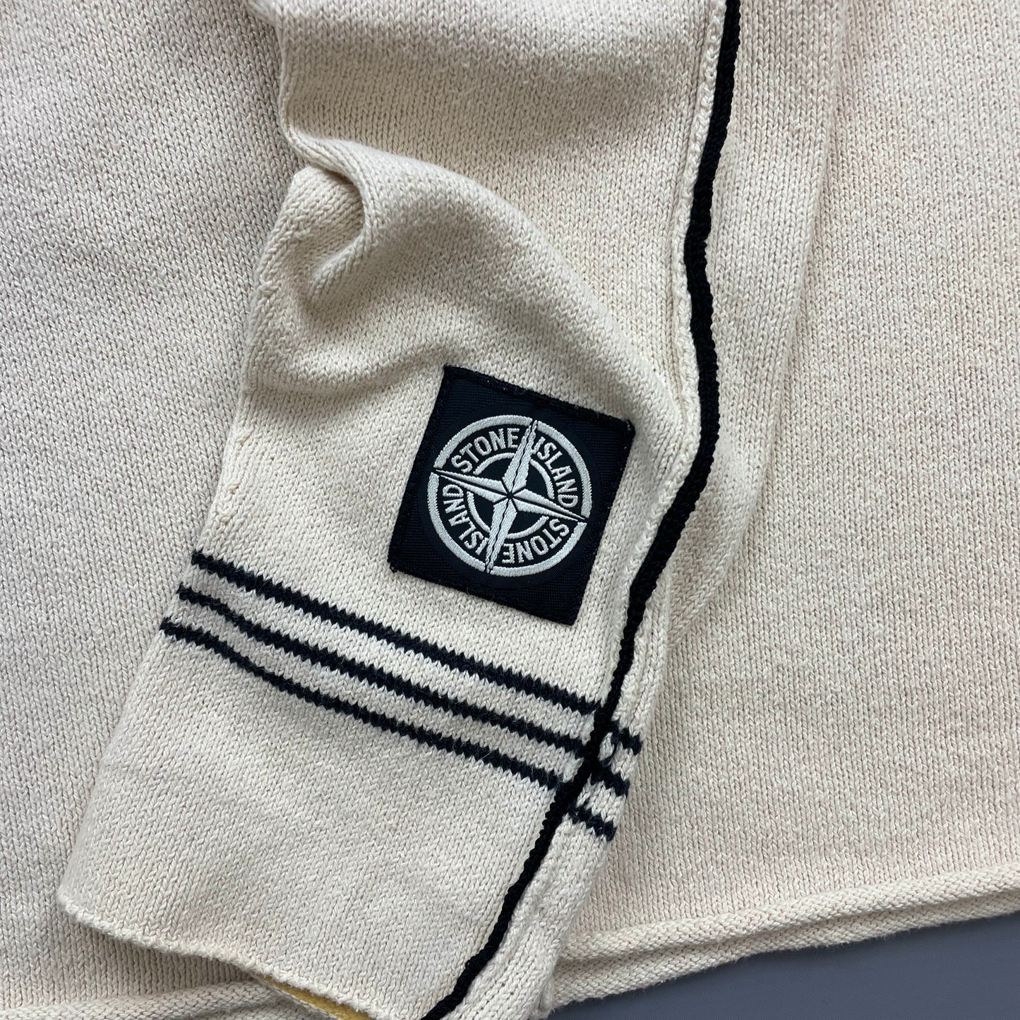 Stone Island Cream SS05 Midweight Cuff-Emblem Knit Jumper