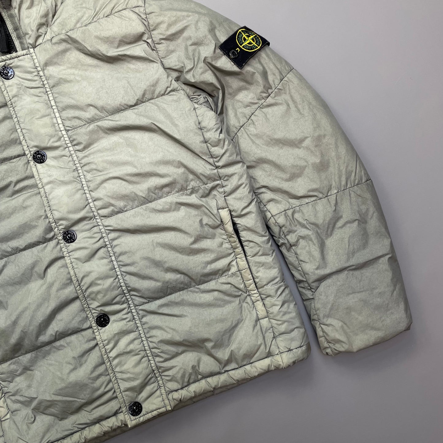 Stone Island Grey Garment Dyed Crinkle Reps NY Down Hooded Puffer Jacket AW15