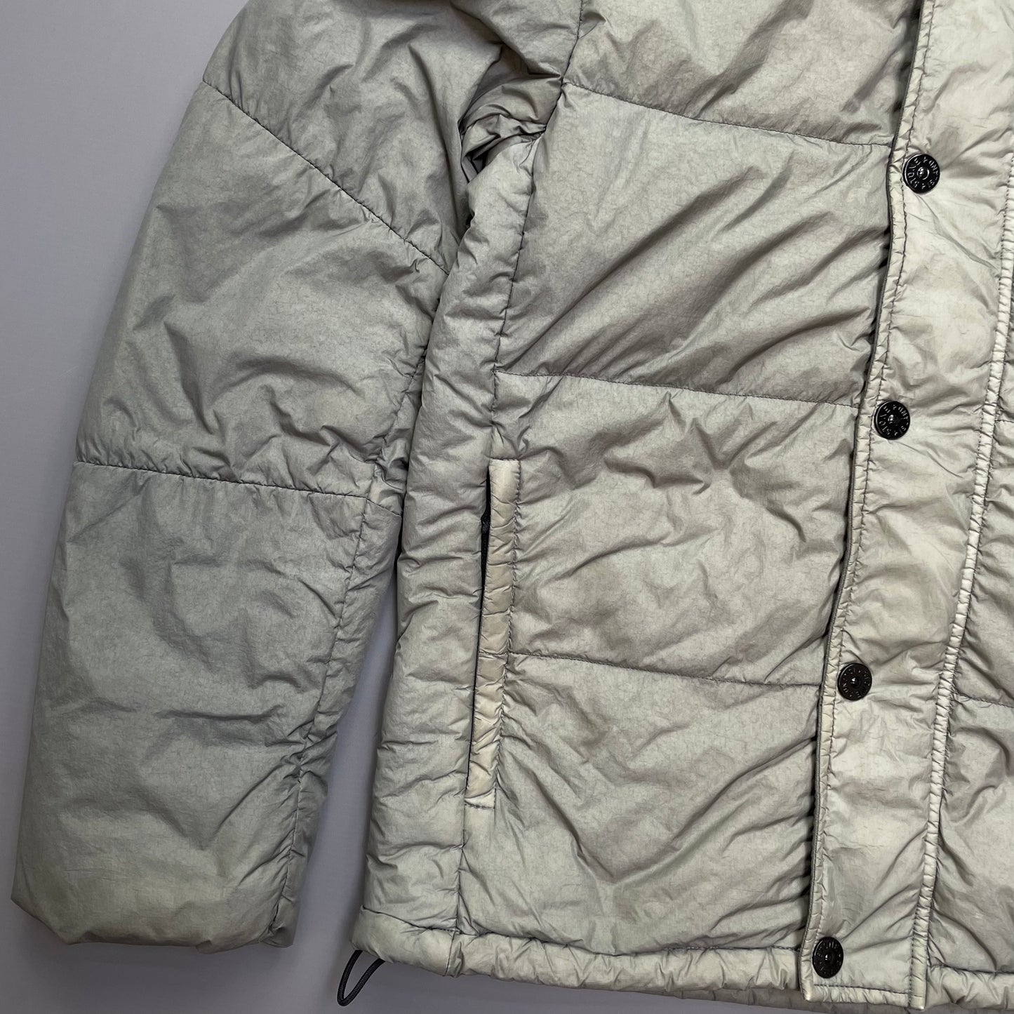 Stone Island Grey Garment Dyed Crinkle Reps NY Down Hooded Puffer Jacket AW15