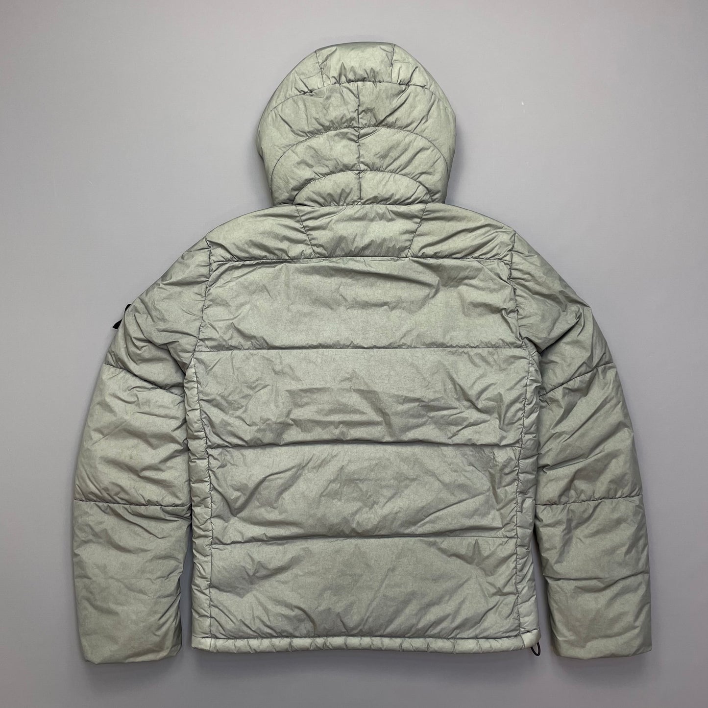 Stone Island Grey Garment Dyed Crinkle Reps NY Down Hooded Puffer Jacket AW15