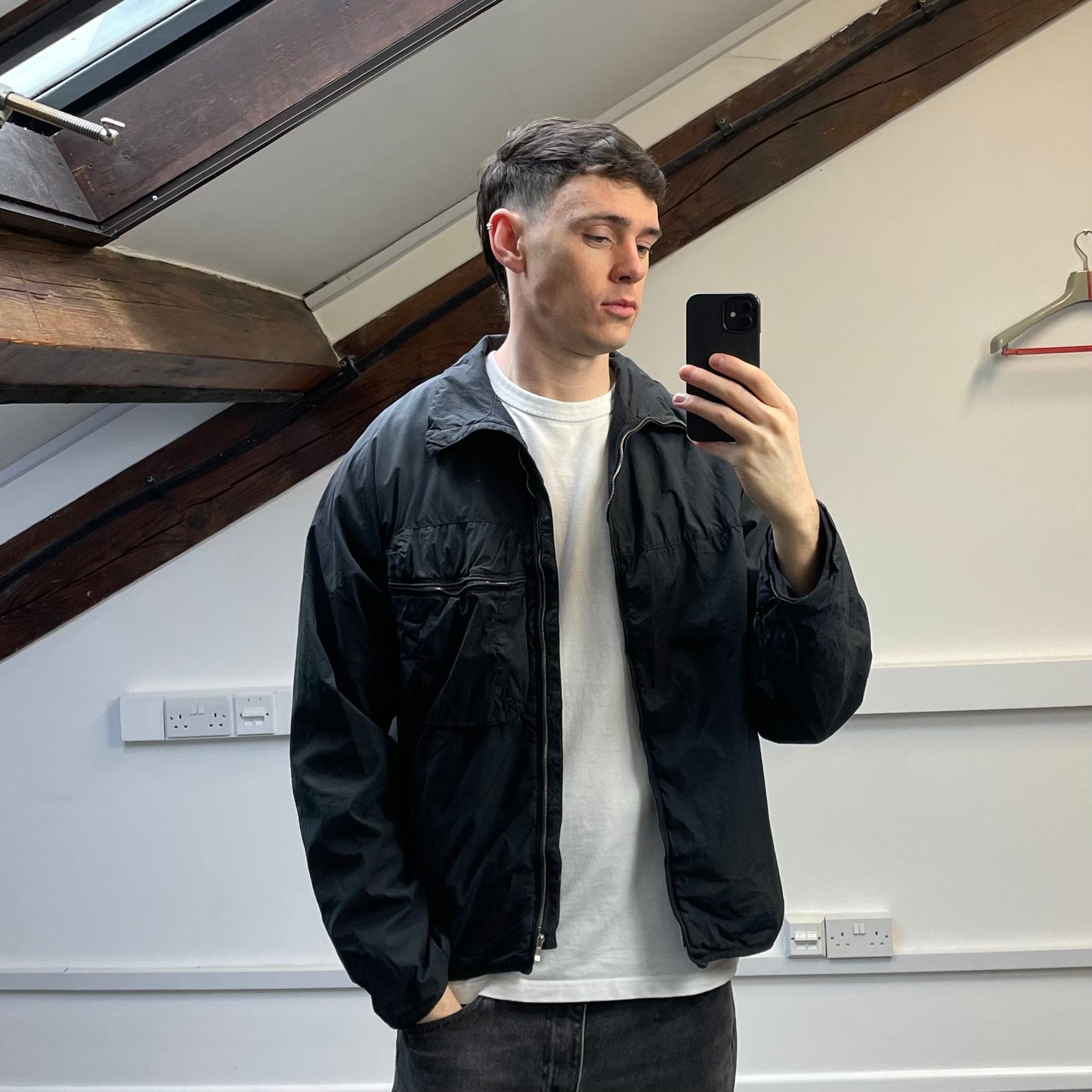 C.P. Company Black/Grey AW04 Cotton & Nylon Lightweight Lined Harrington Jacket