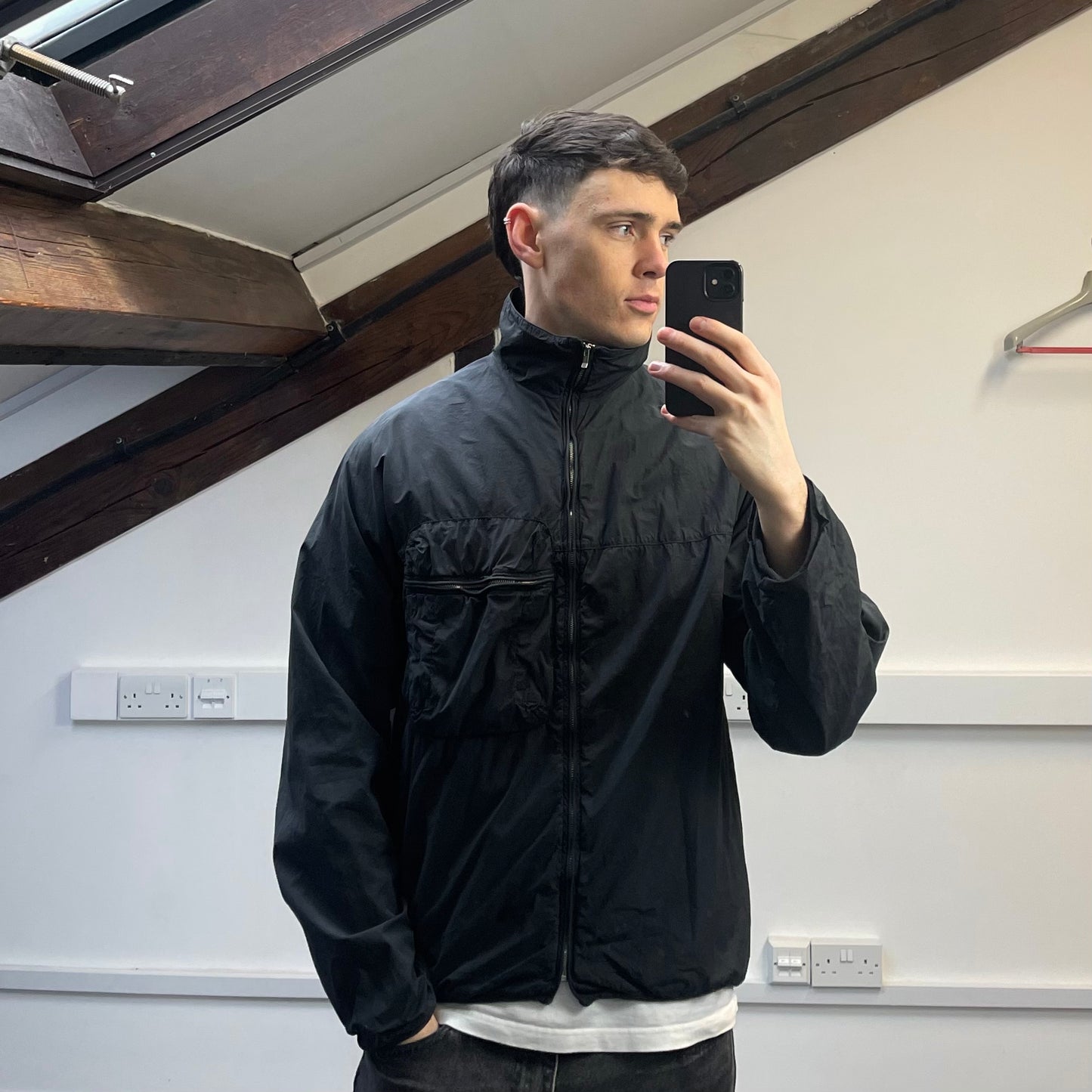 C.P. Company Black/Grey AW04 Cotton & Nylon Lightweight Lined Harrington Jacket