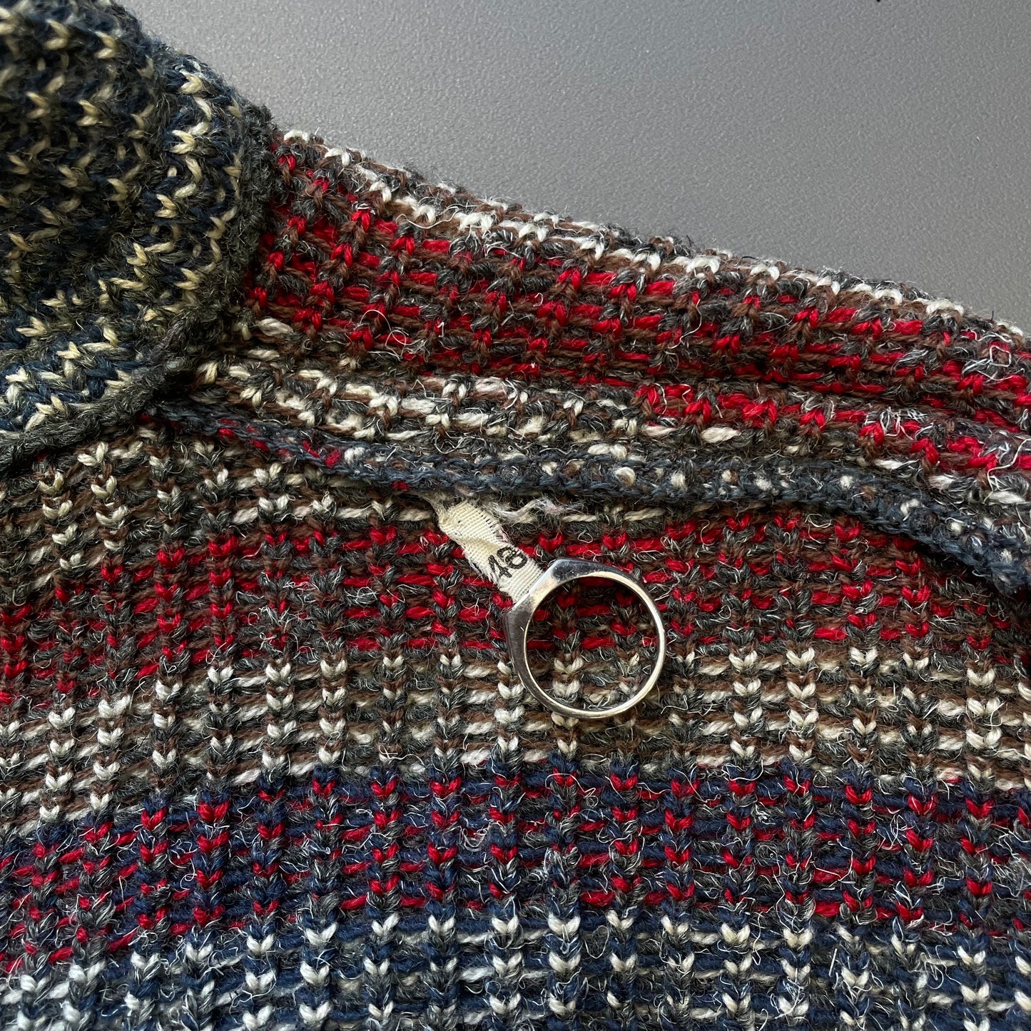 Armani Red 80s Check & Patchwork Knit Jumper