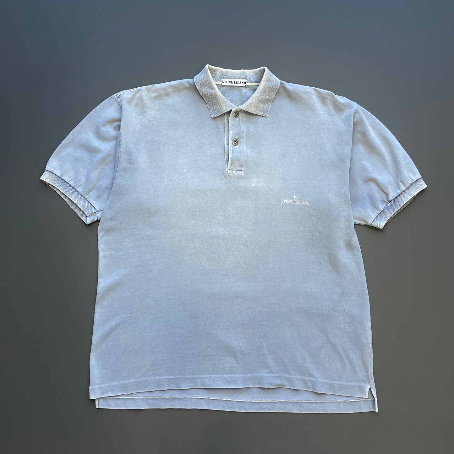 Stone Island Light Blue 80s Silver Button Polo Shirt