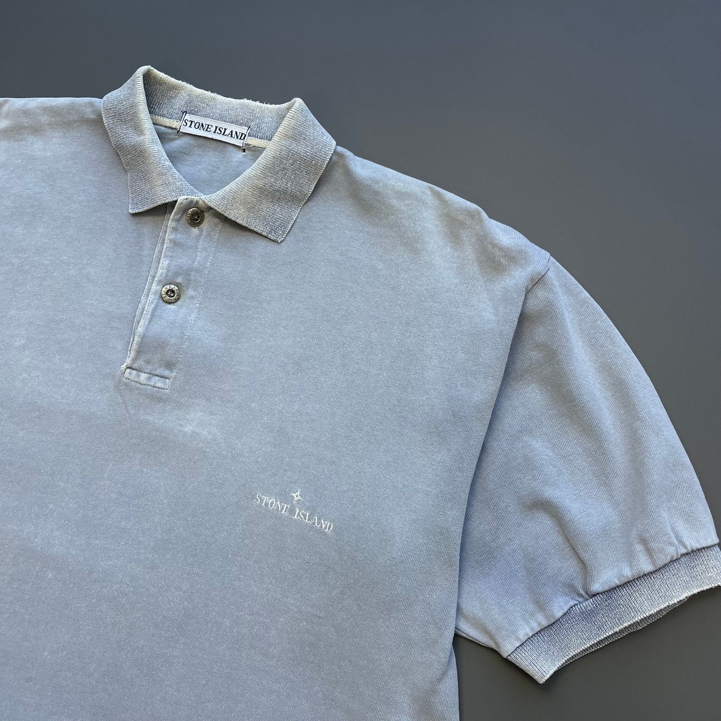 Stone Island Light Blue 80s Silver Button Polo Shirt