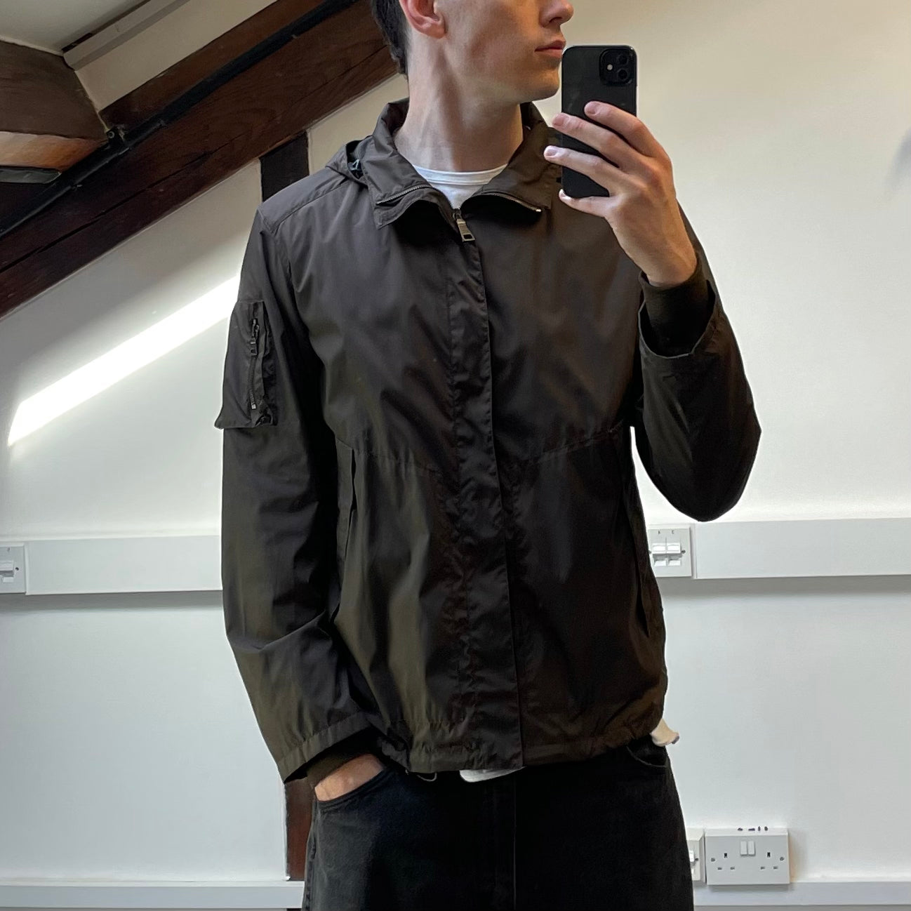 Prada Sport Brown Nylon Hooded 2008 Jacket