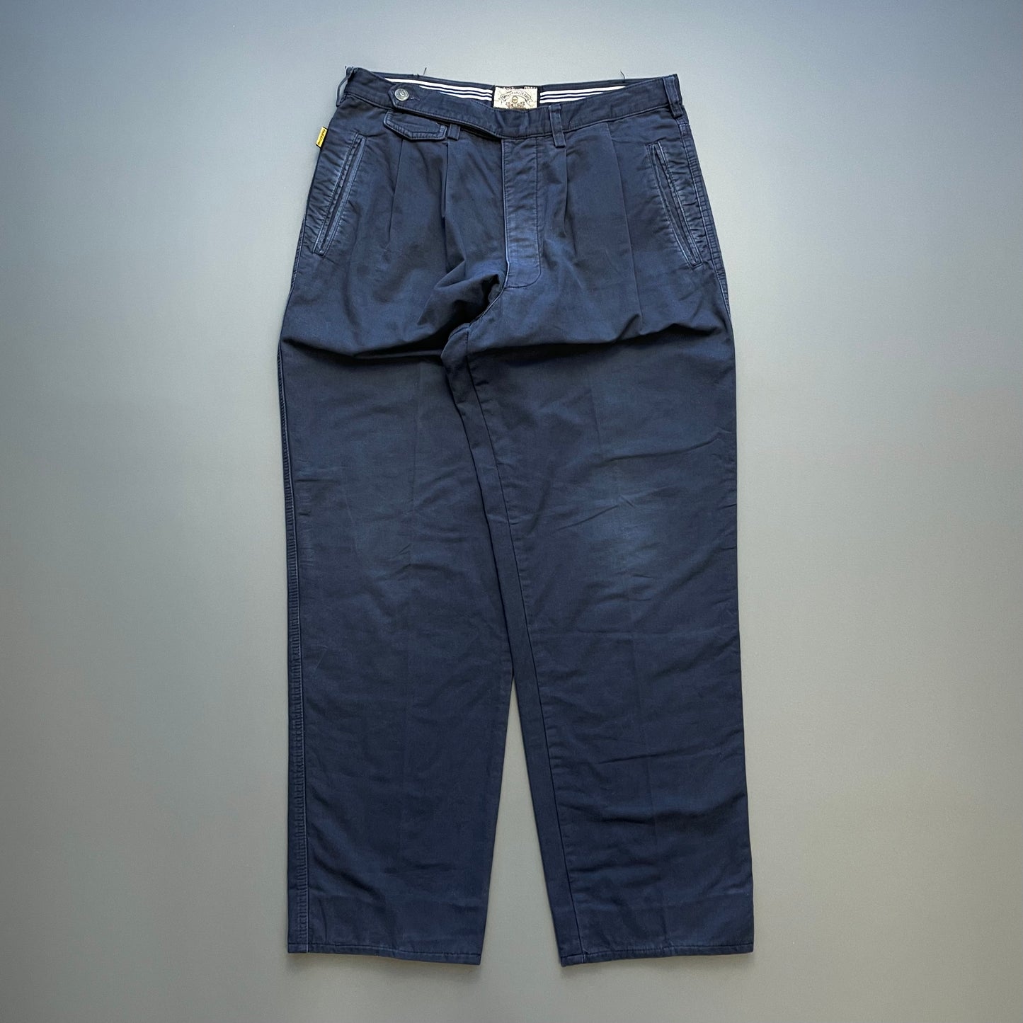 Armani Jeans Navy 90s Cotton Pleated Trousers