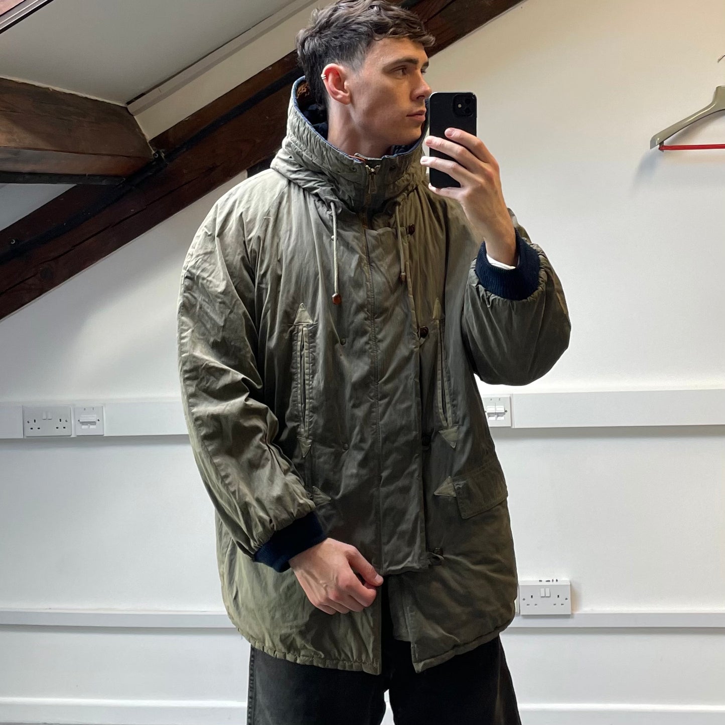 C.P. Company Khaki Vintage 1986 'Ideas from Massimo Osti' Reversible Khaki Park Coat