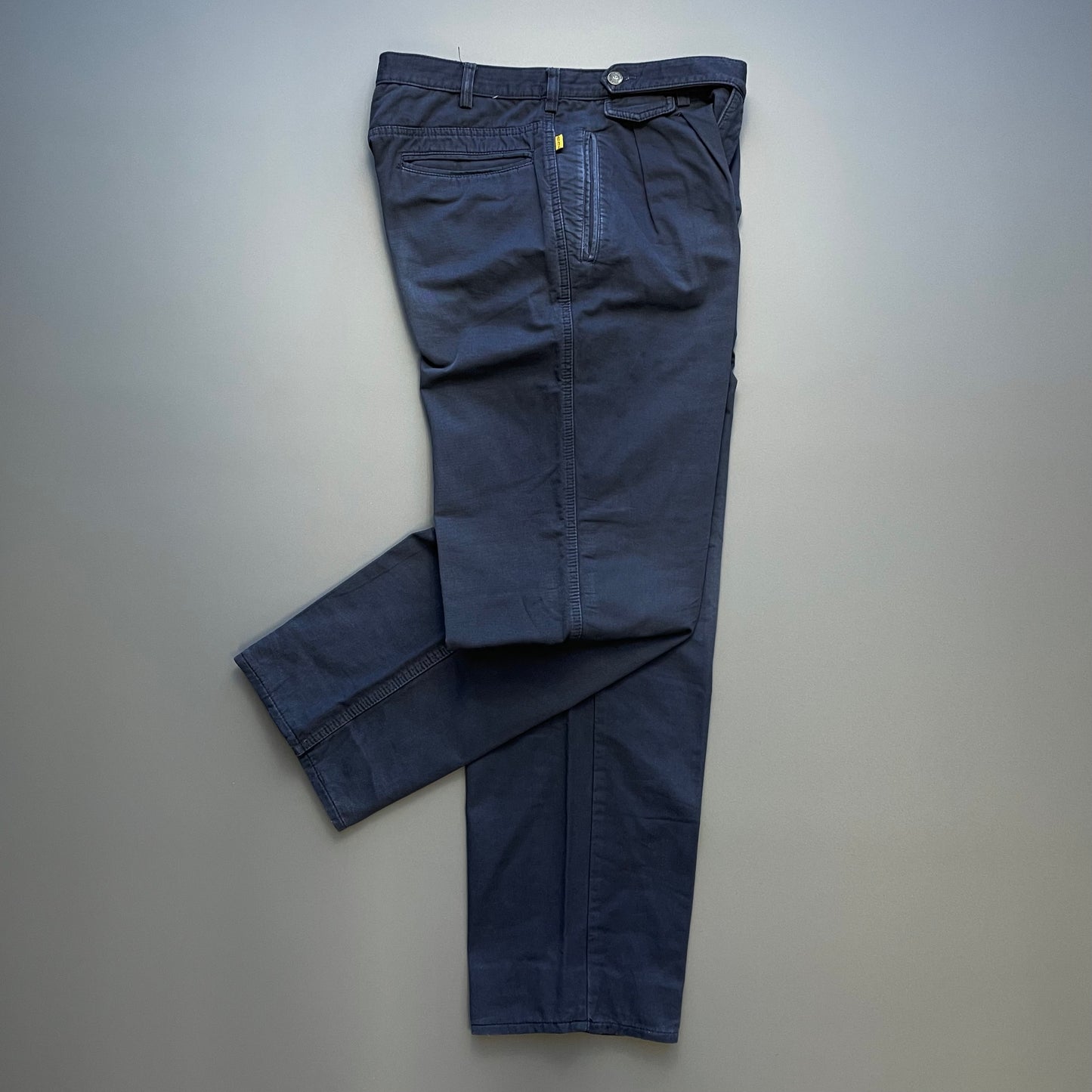 Armani Jeans Navy 90s Cotton Pleated Trousers