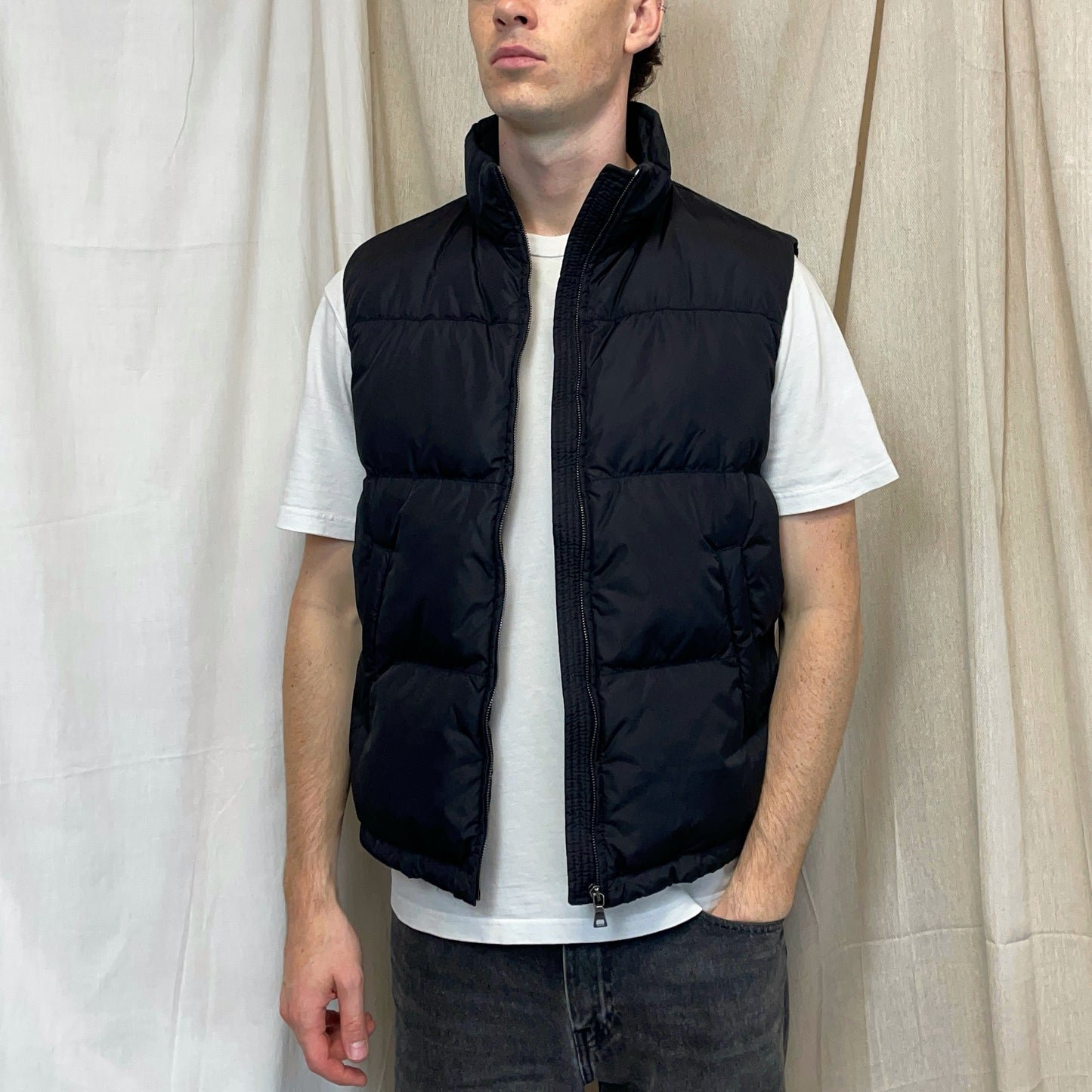 Prada Sport Black 2008 Nylon Down Puffer Gilet