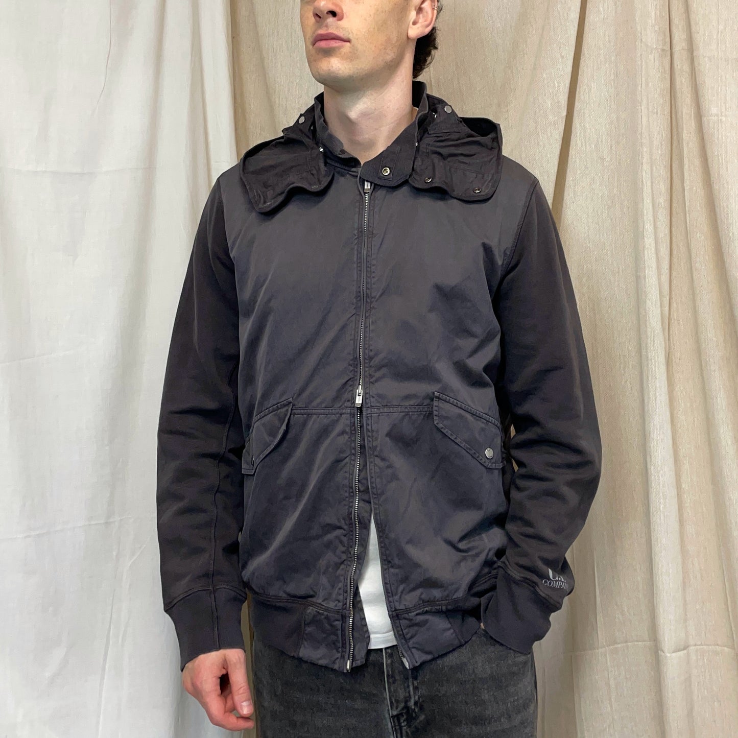 C.P. Company Grey 00s Cotton Detachable Hood Zip-Through Jacket