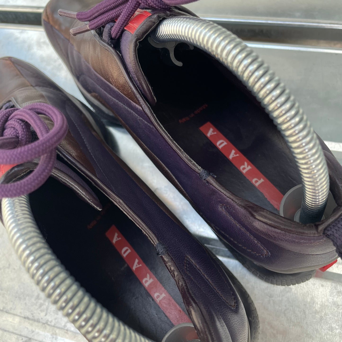 Prada Purple & Brown 00s Leather Trainers