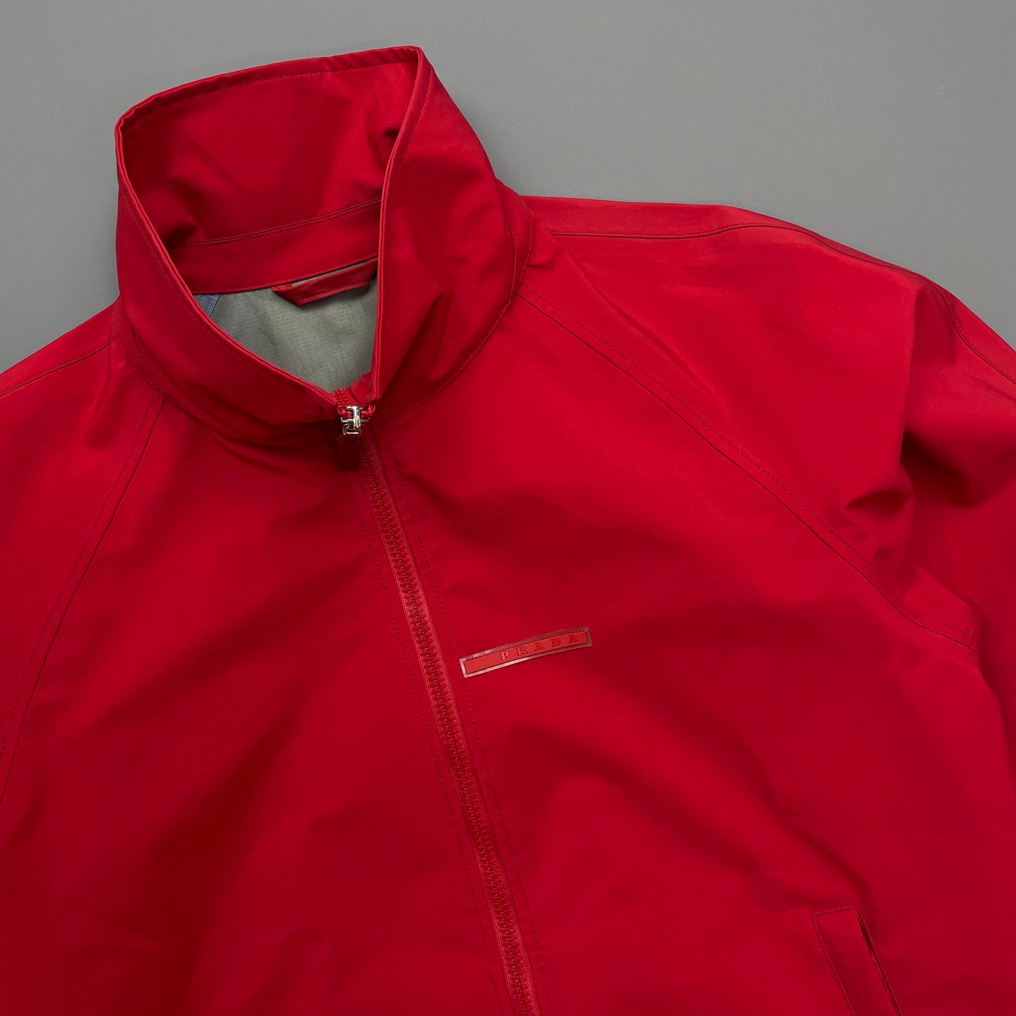 Prada Sport Red waterproof Lightweight Harrington Windbreaker Jacket