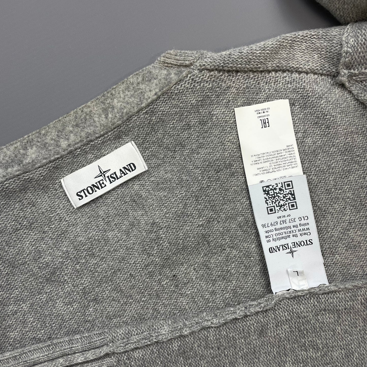 Stone Island Grey AW16 Midweight Wool Knit Crewneck Jumper