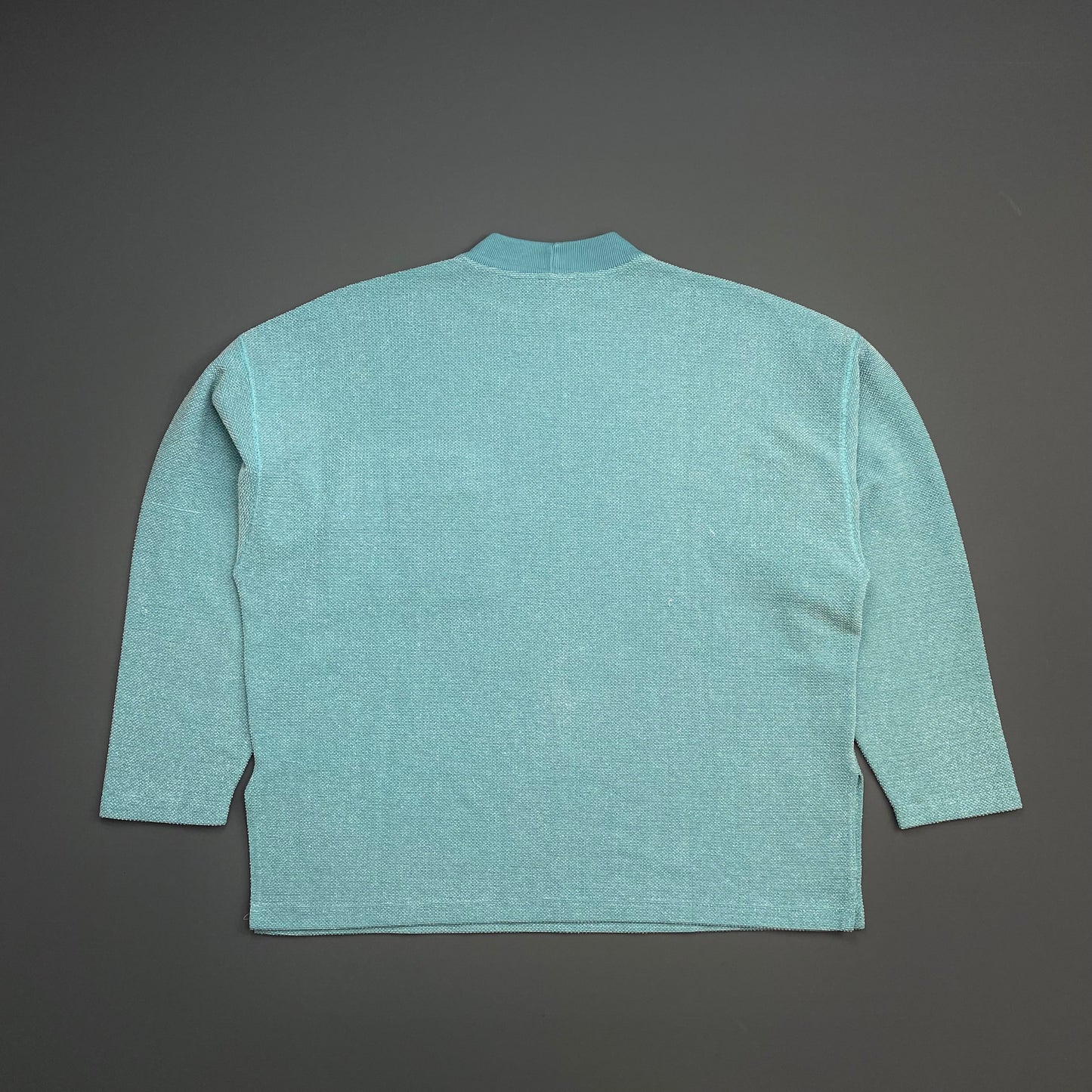 Emporio Armani Teal Blue 80s Graphic Print Lightweight Pocket Jumper