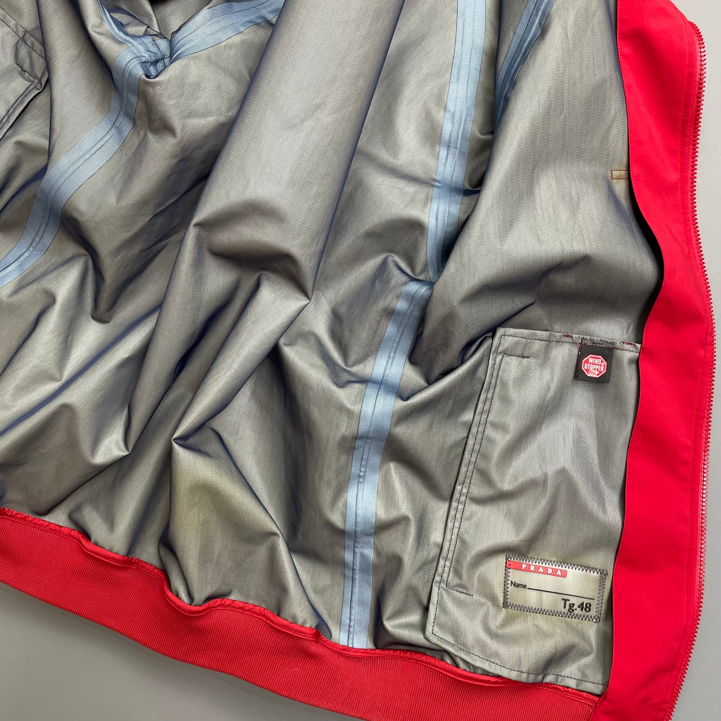 Prada Sport Red waterproof Lightweight Harrington Windbreaker Jacket