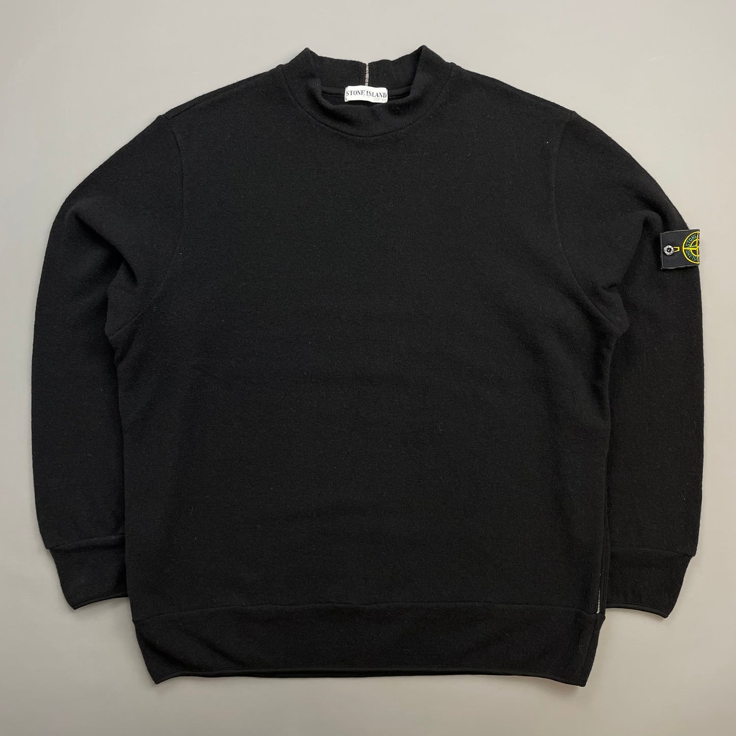 Stone Island Black AW02 Wool-Blend White-Stitch Jumper