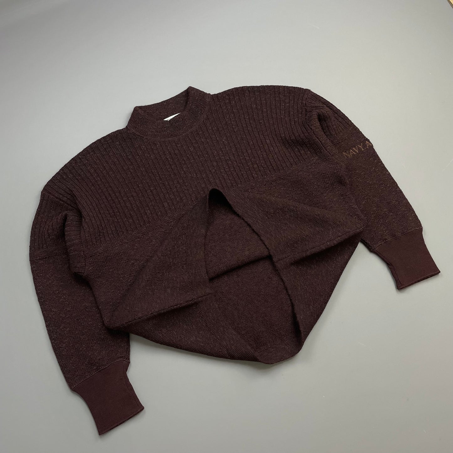 Boneville Brown Navy Arctic 80s Wool & Cotton Thick Knit Jumper