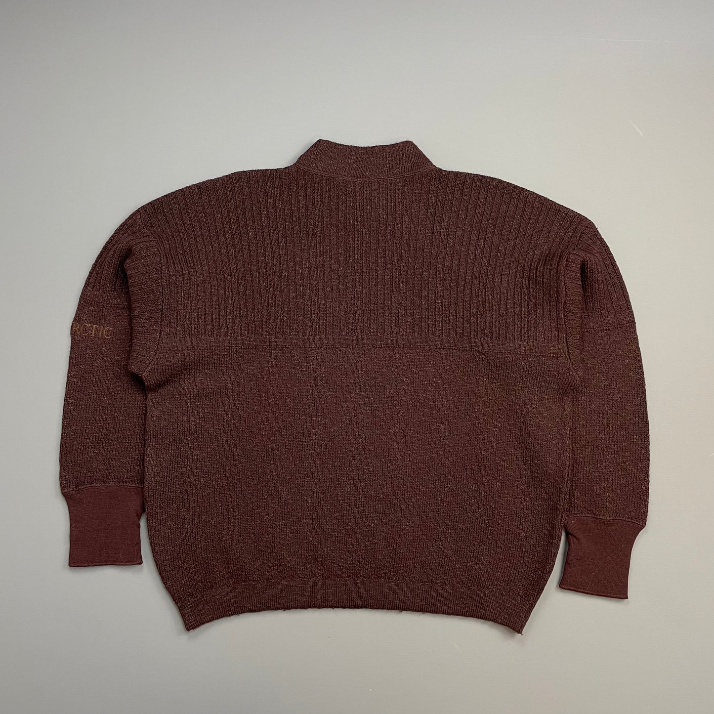 Boneville Brown Navy Arctic 80s Wool & Cotton Thick Knit Jumper
