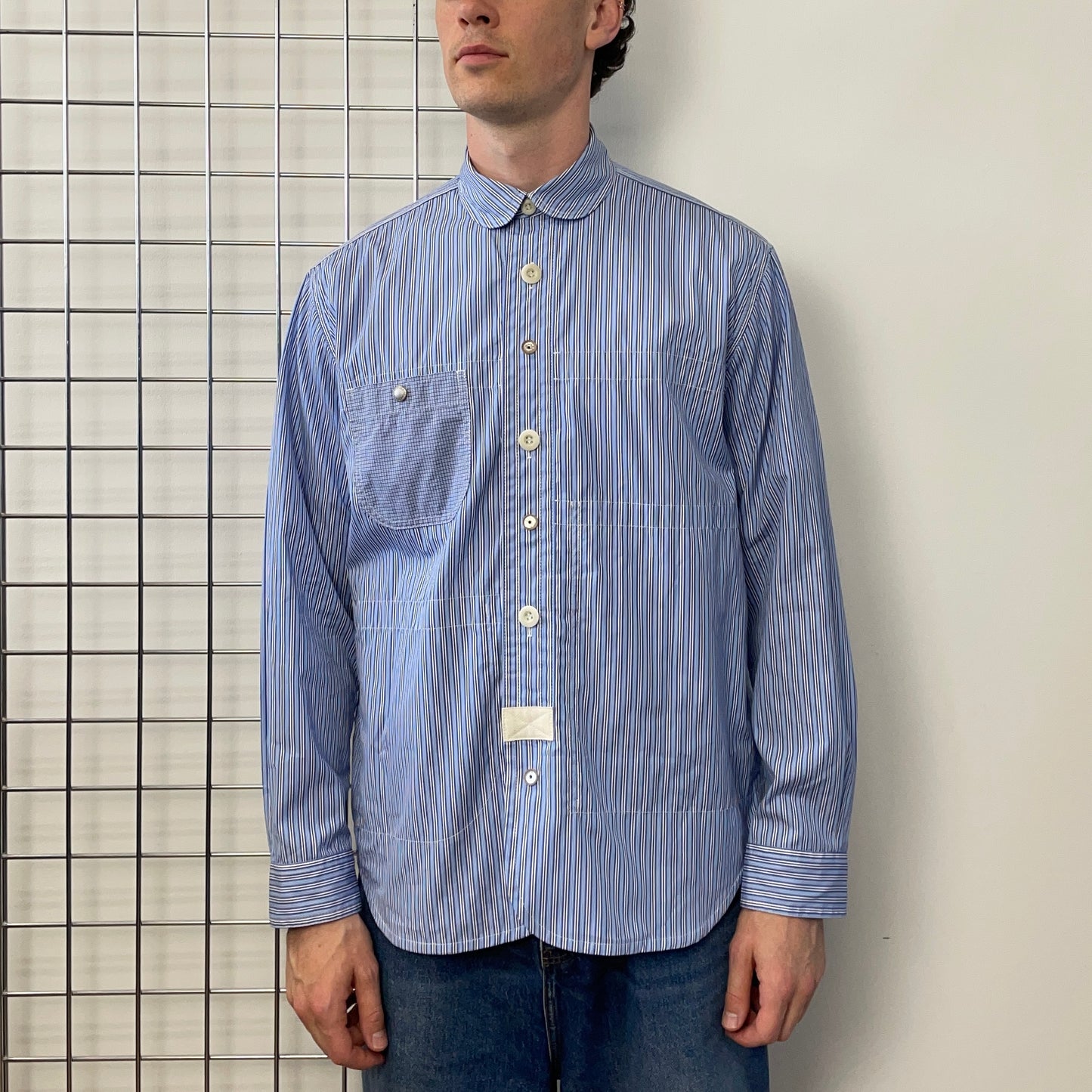 Junya Watanabe Blue & White SS25 Pin Stripe Workwear Shirt