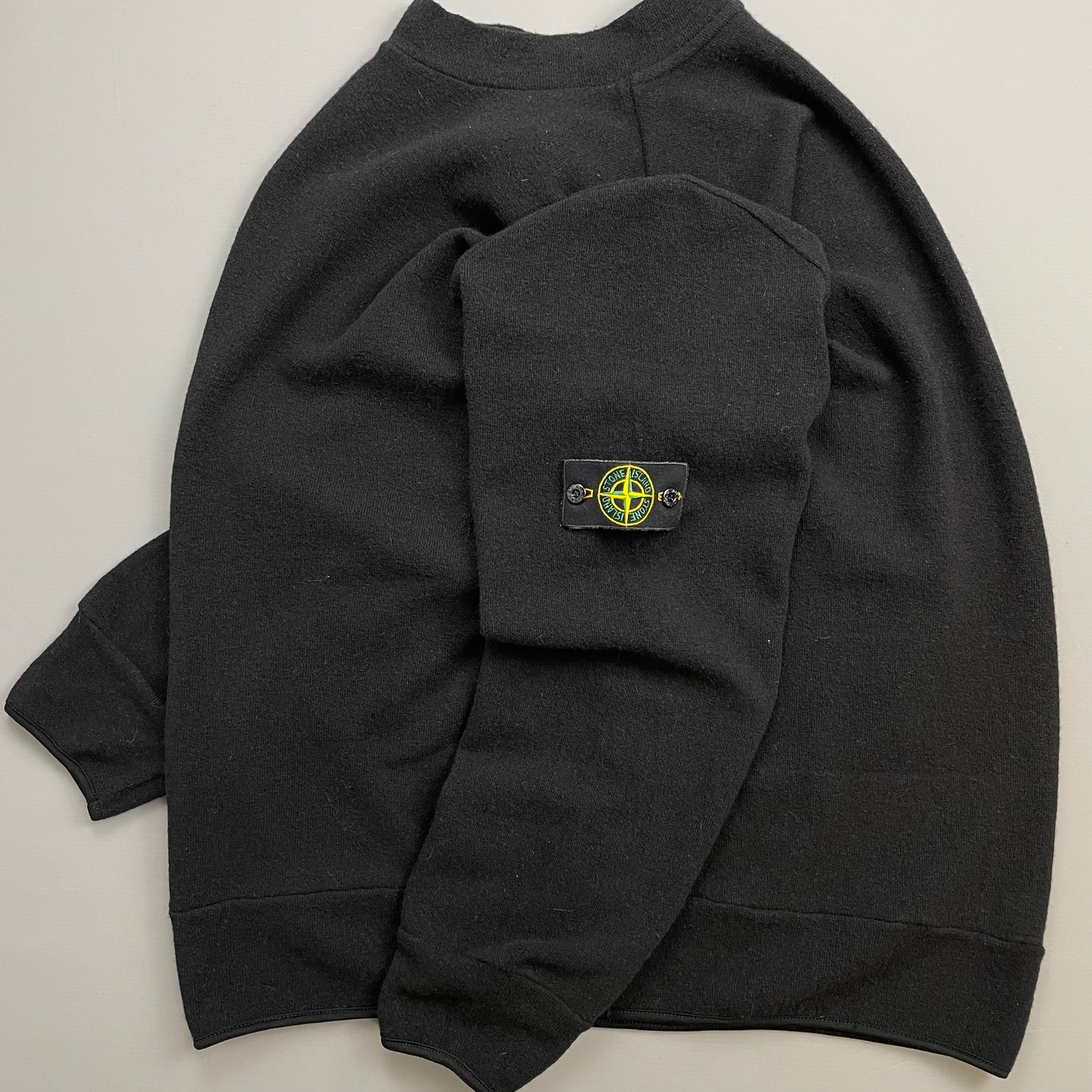 Stone Island Black AW02 Wool-Blend White-Stitch Jumper