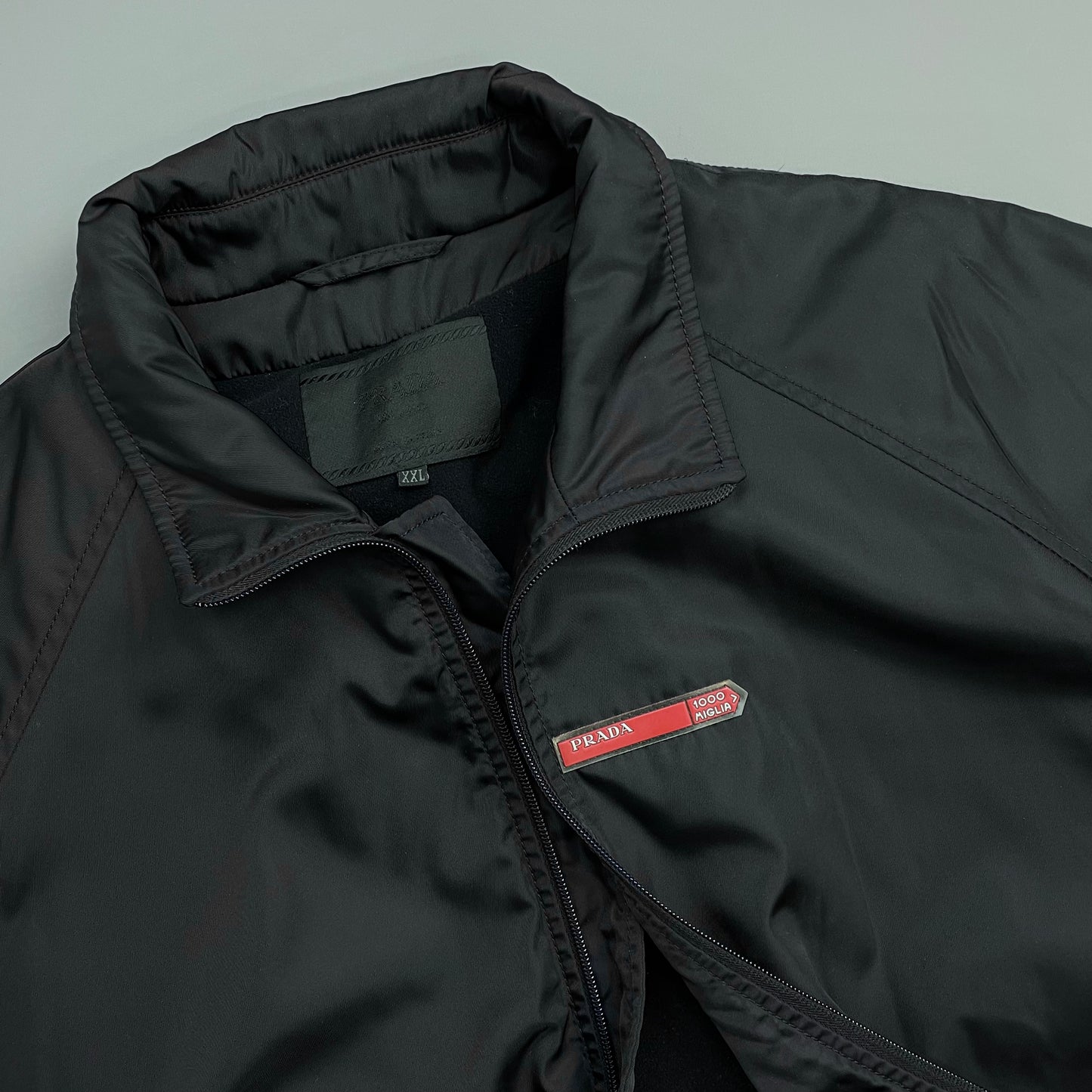 Prada Sport Navy 2000 Nylon '1000 Miglia' Fleece-Lined Bomber Jacket