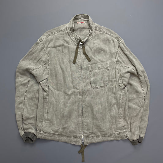 Prada Grey Linen Zip-Through Lightweight Jacket