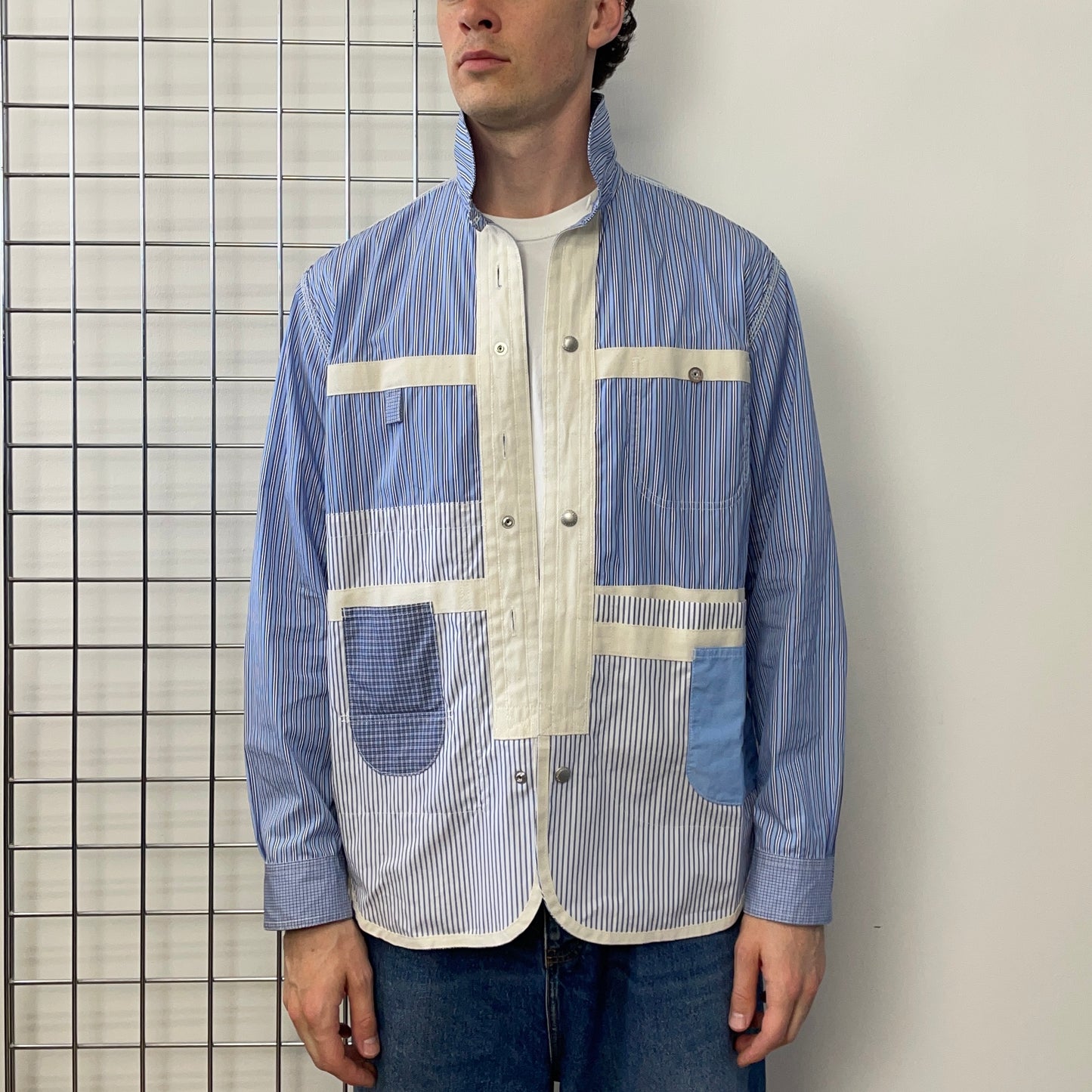 Junya Watanabe Blue & White SS25 Pin Stripe Workwear Shirt