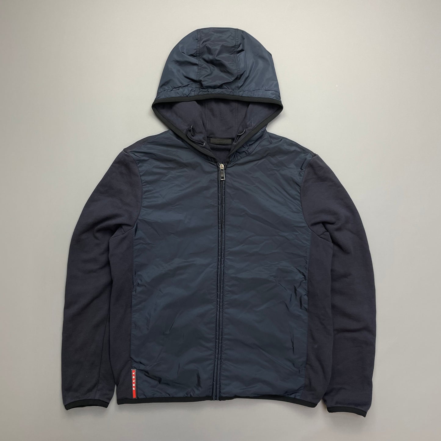 Prada Sport Navy Nylon Panel 2015 Hoodie Jacket