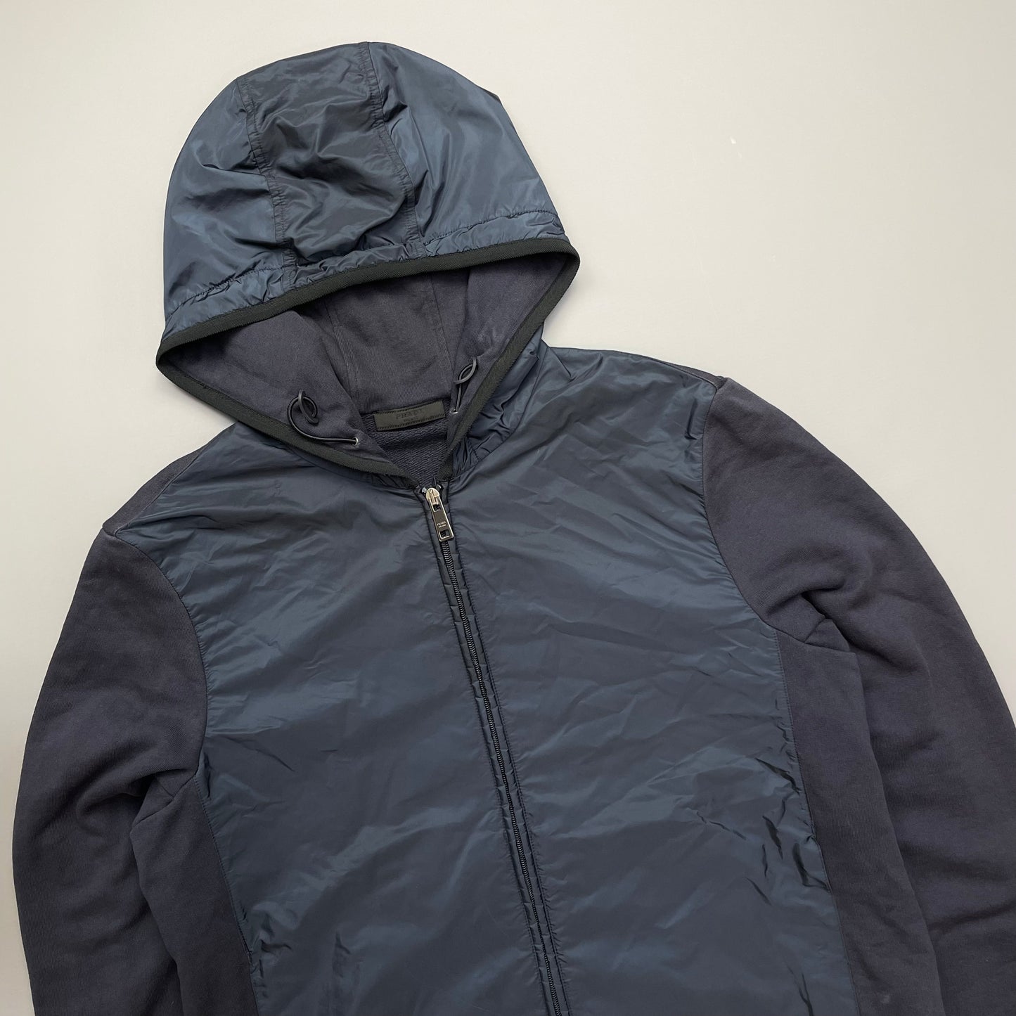 Prada Sport Navy Nylon Panel 2015 Hoodie Jacket