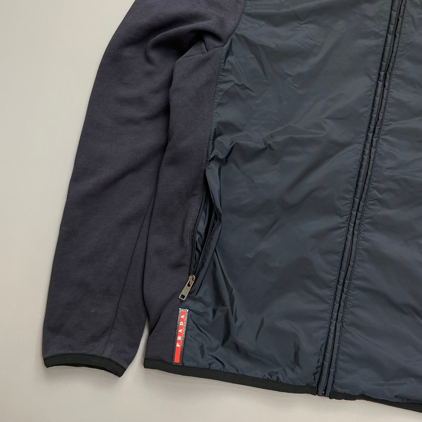 Prada Sport Navy Nylon Panel 2015 Hoodie Jacket