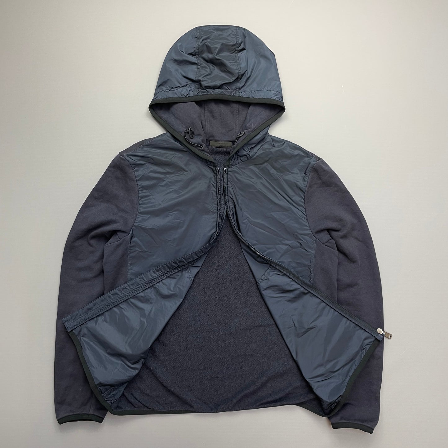Prada Sport Navy Nylon Panel 2015 Hoodie Jacket