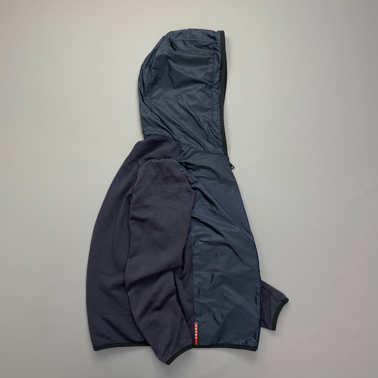 Prada Sport Navy Nylon Panel 2015 Hoodie Jacket