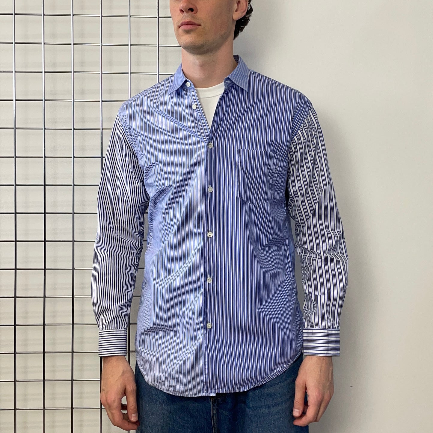 Comme Des Garçons Shirt Blue Multi-Stripe Shirt