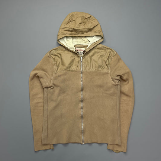 Prada Sport Brown Knit Hoodie with Contrast Hood