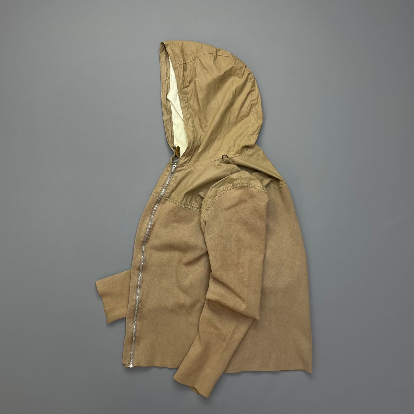 Prada Sport Brown Knit Hoodie with Contrast Hood