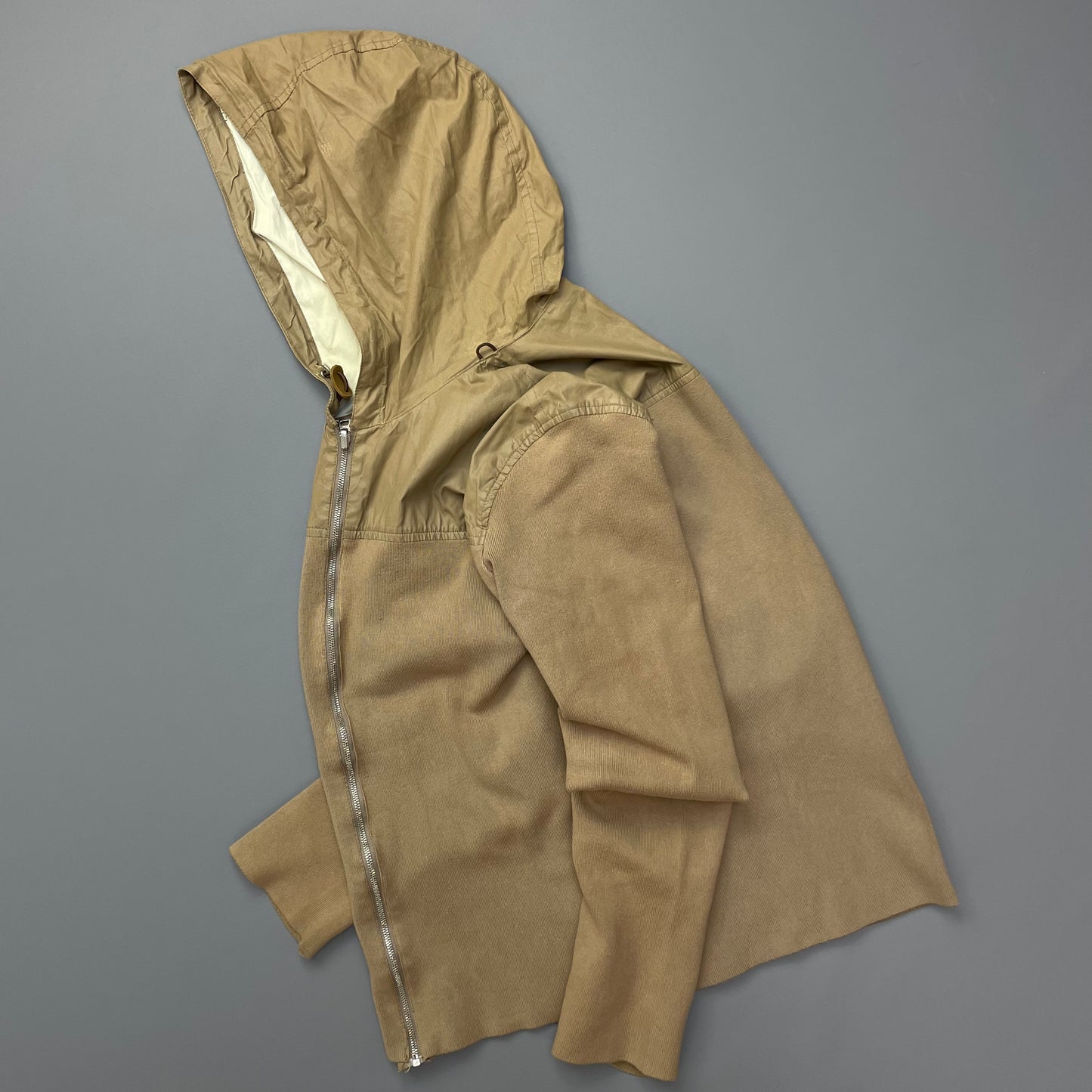 Prada Sport Brown Knit Hoodie with Contrast Hood