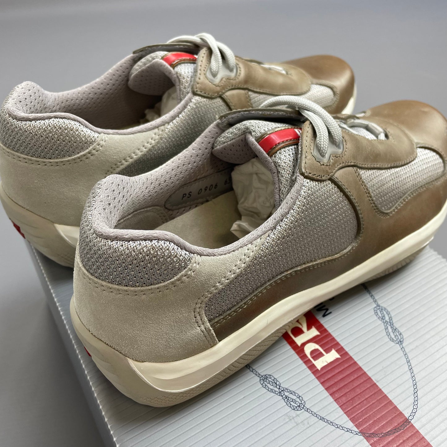 Prada Sport Brown 2008 Leather & Suede Americas Cup Trainers BNWT