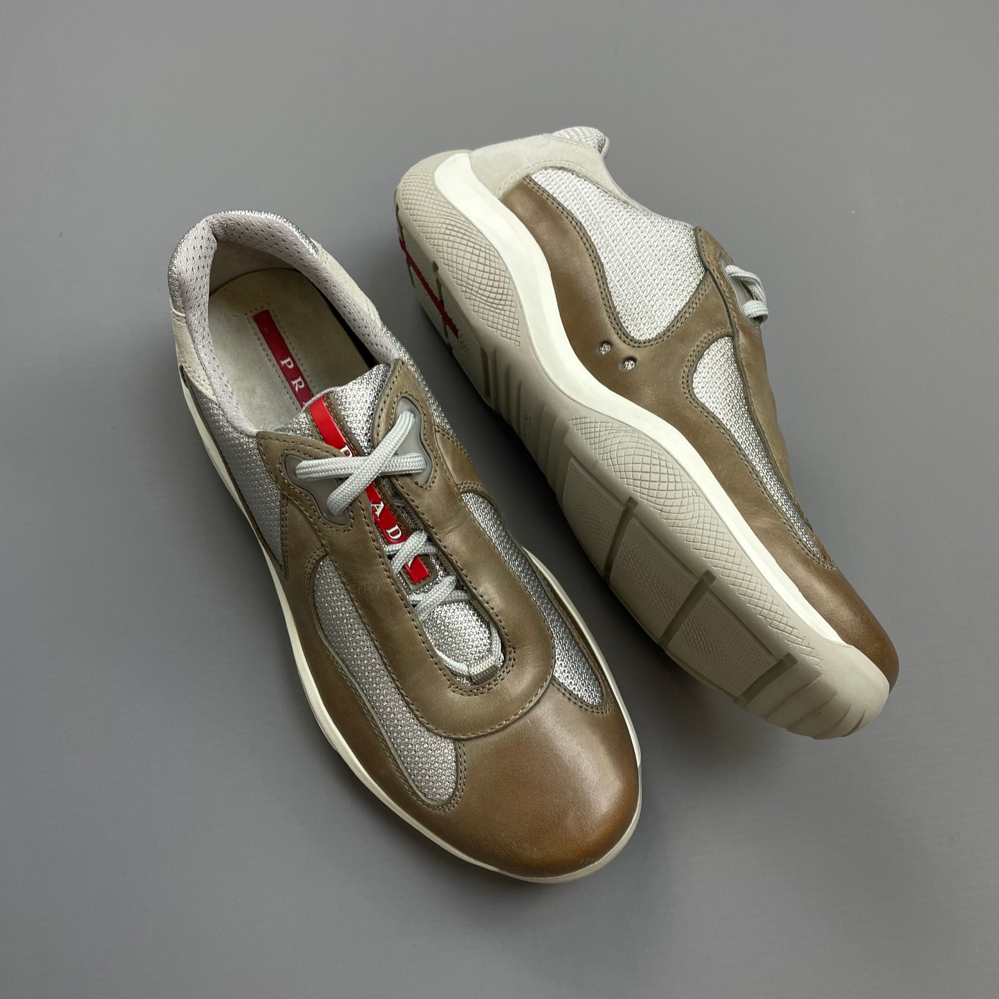 Prada Sport Brown 2008 Leather & Suede Americas Cup Trainers BNWT