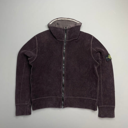 Stone Island Burgundy Brown AW07 Chenille Zip-Through Fleece Jacket