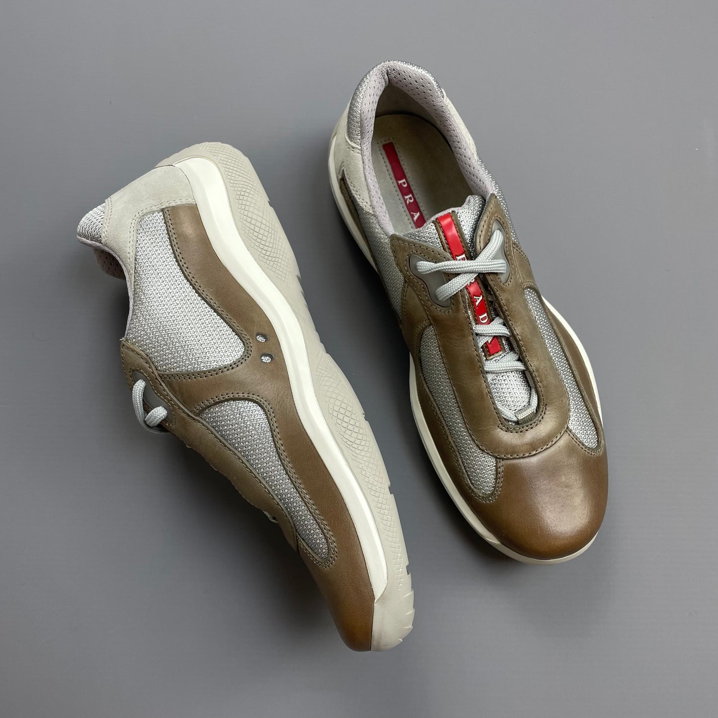 Prada Sport Brown 2008 Leather & Suede Americas Cup Trainers BNWT