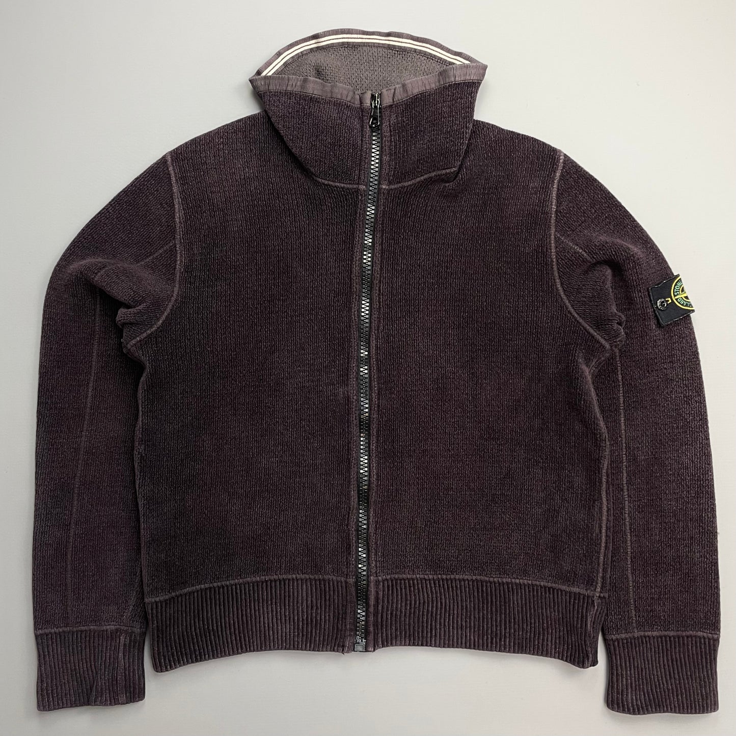 Stone Island Burgundy Brown AW07 Chenille Zip-Through Fleece Jacket