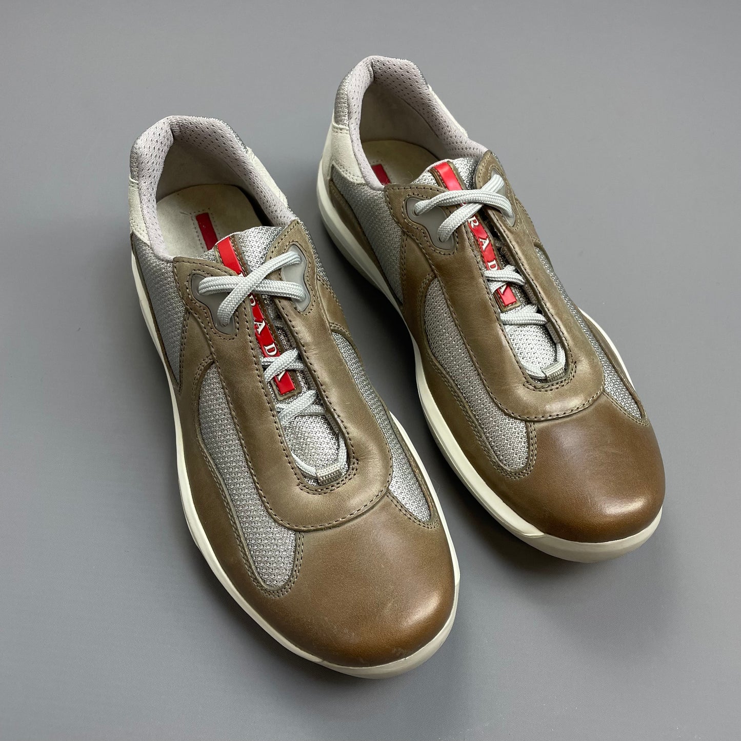 Prada Sport Brown 2008 Leather & Suede Americas Cup Trainers BNWT